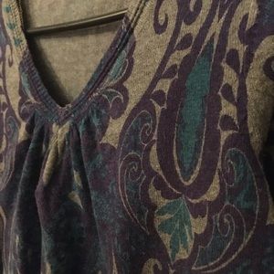 Jaclyn Smith purple and turquoise design sweater
